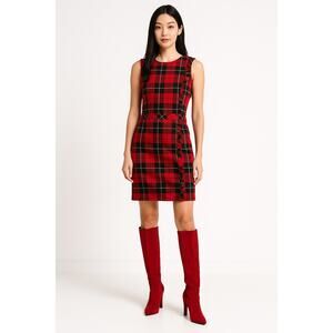 NWT Brooks Brothers Tartan Plaid Dress Size4 Red Sleeveless Holiday Preppy Dress